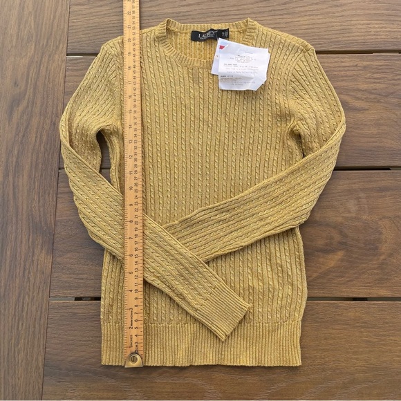 Lauren Ralph Lauren Sweaters Metallic Cable Knit Crewneck Sweater PS Ribbed gold - Picture 5 of 8